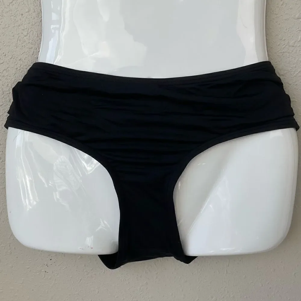 NWT MICHAEL Michael Kors Black Bikini Bottoms Size L